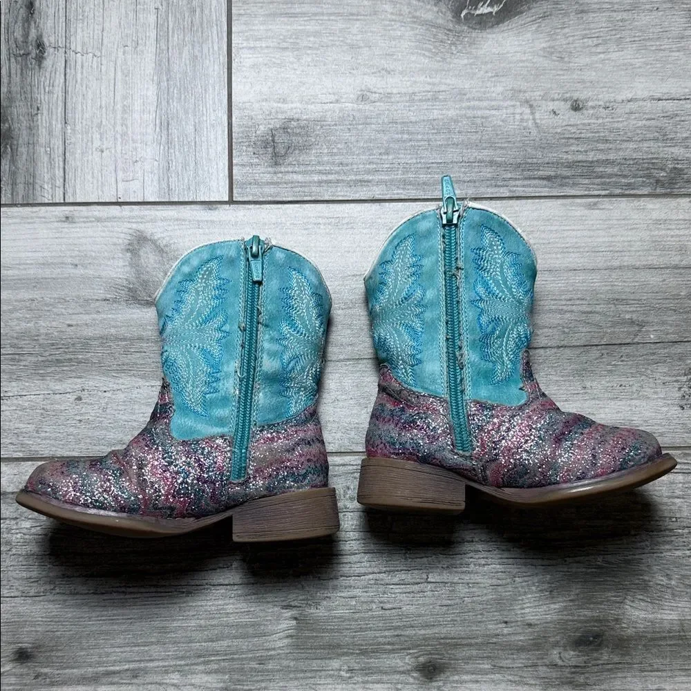 Baby/Toddler Sparkle Western Boots in Blue and Pink